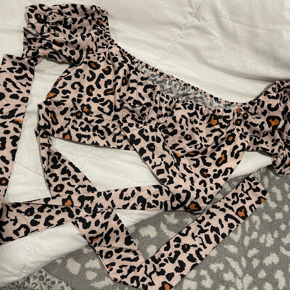 Cheetah Crop Top With Sleeves